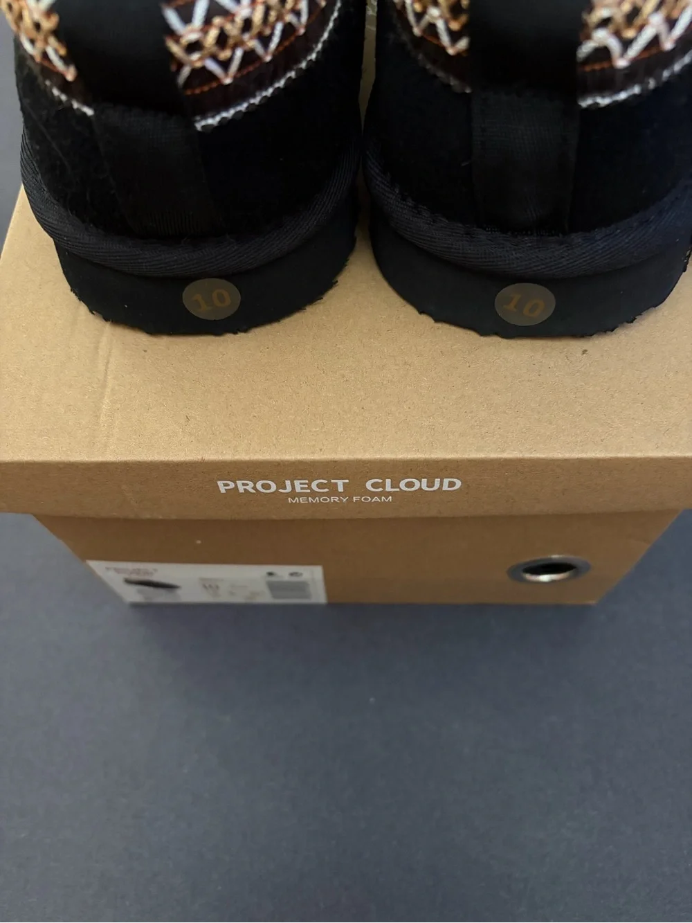 Project Cloud Cozy Black Suede Shearling Lined Slippers - Picture 2 of 4